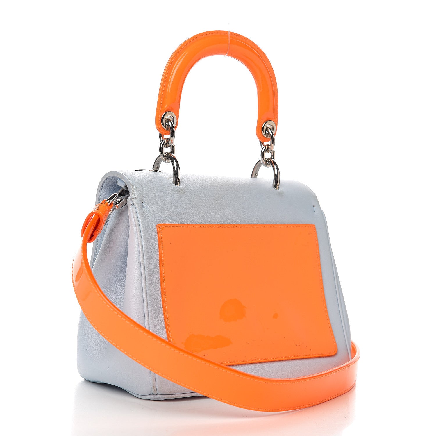 Christian Dior Patent Smooth Calfskin Mini Be Dior Flap Orange Light Blue 2 of 20