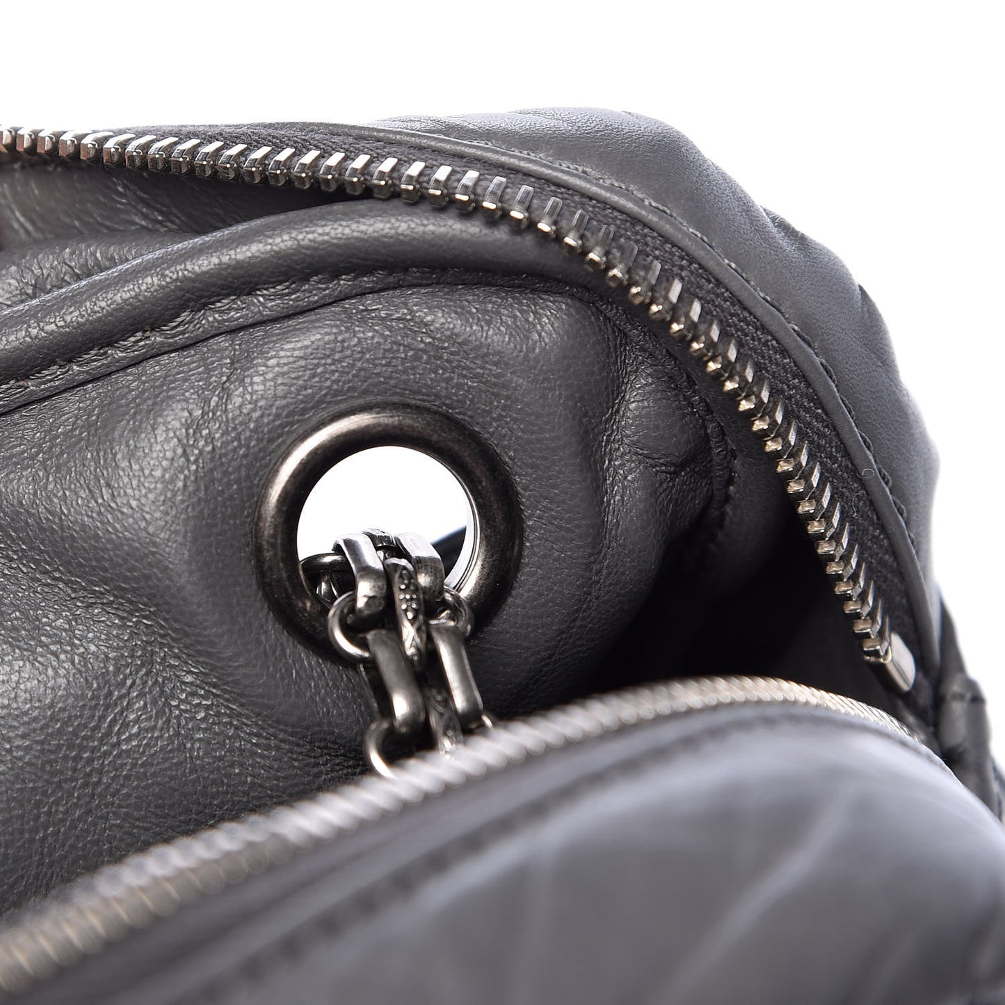Aged Calfskin Quilted Large Reissue Camera Case Grey