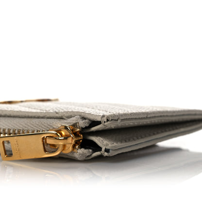 Saint Laurent Grain De Poudre Matelasse Chevron Monogram Fragments Zippered Card Case Crema Soft 10 of 12