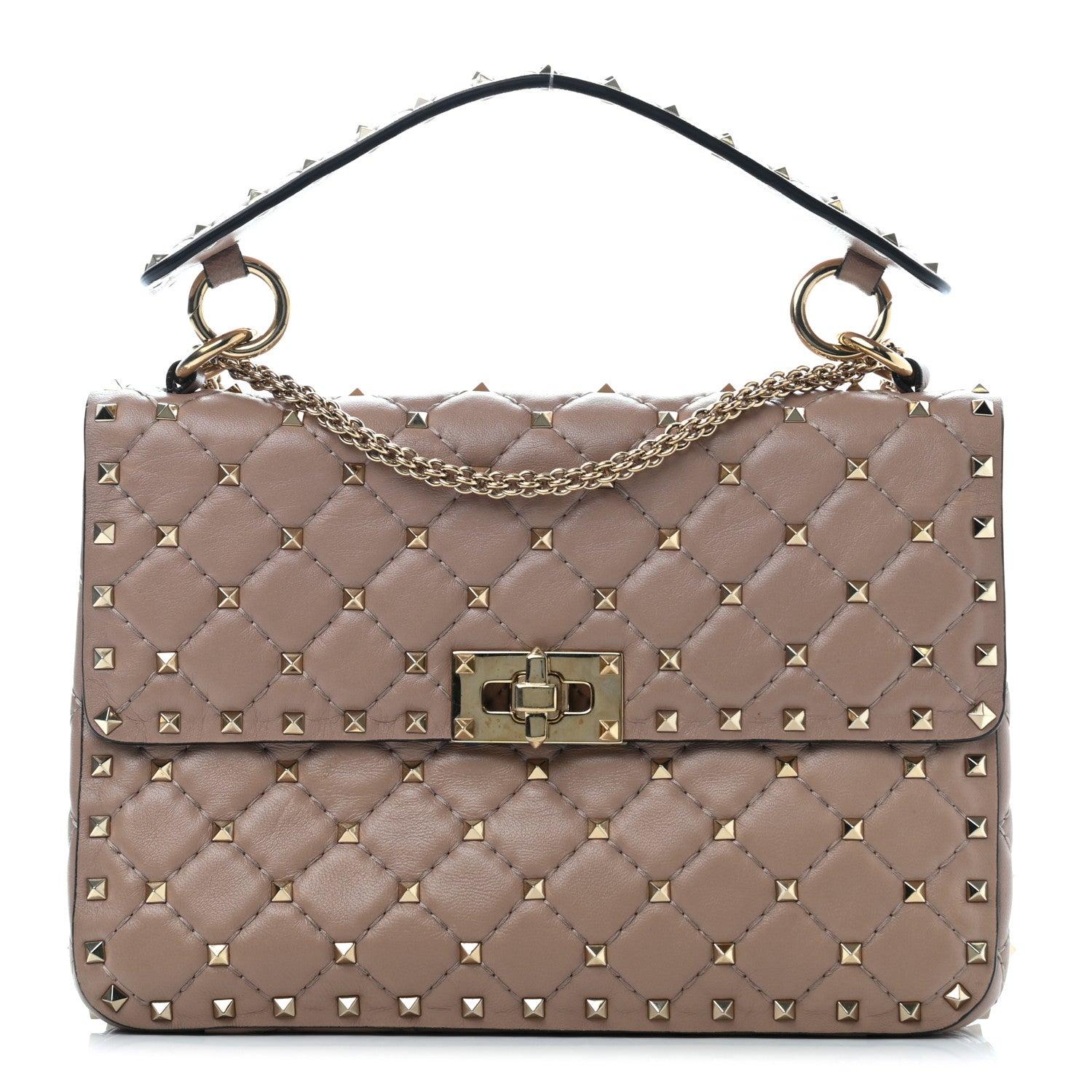 Valentino Garavani Lambskin Medium Rockstud Spike Shoulder Bag Poudre 1 of 13