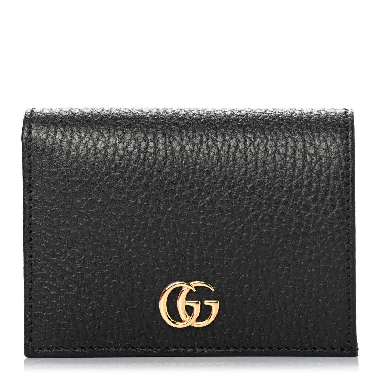 Pebbled Calfskin GG Marmont Card Case Black
