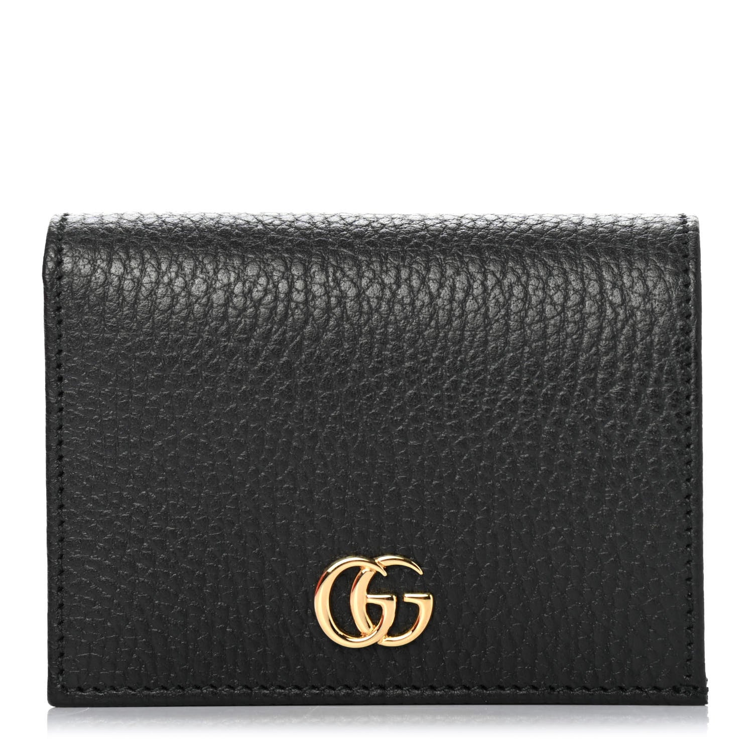 Gucci Pebbled Calfskin GG Marmont Card Case Black 1 of 4