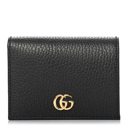 Gucci Pebbled Calfskin GG Marmont Card Case Black 1 of 4