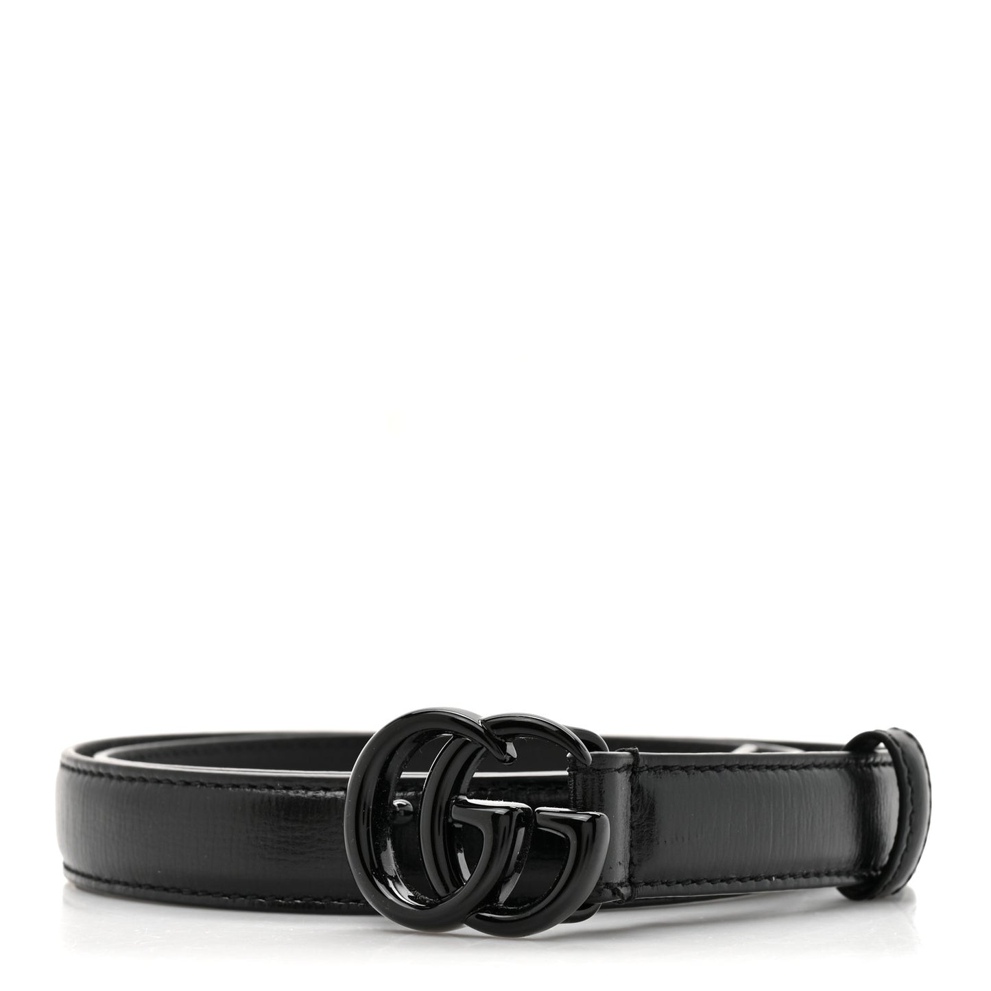 Azalea Calfskin Enamel Monochrome Double G 20mm Belt 75 30 Black