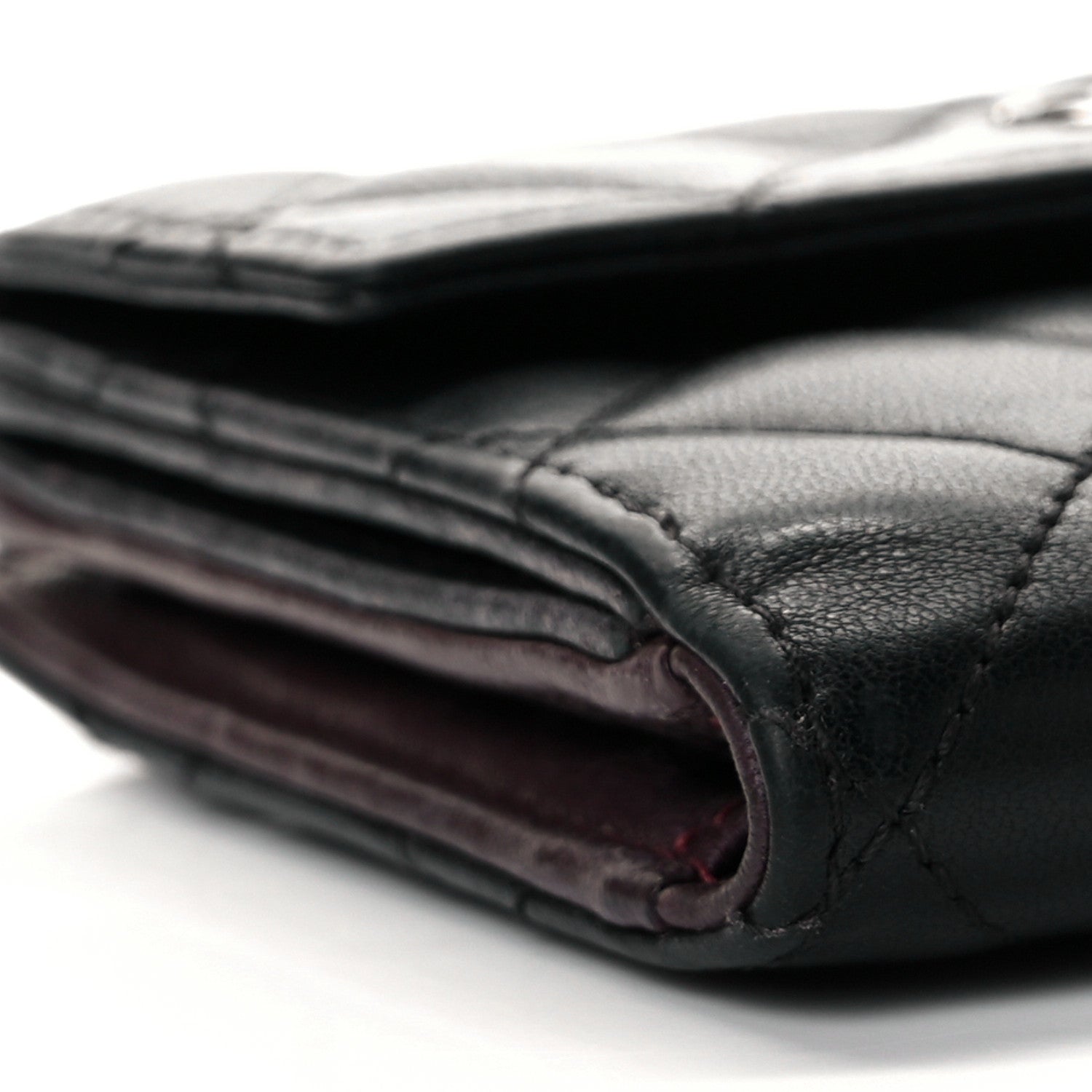 Chanel Lambskin Quilted Compact French Flap Wallet Black 5 of 10