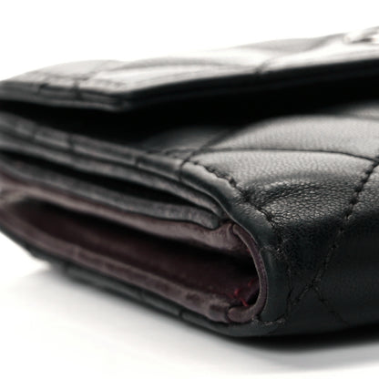 Chanel Lambskin Quilted Compact French Flap Wallet Black 5 of 10