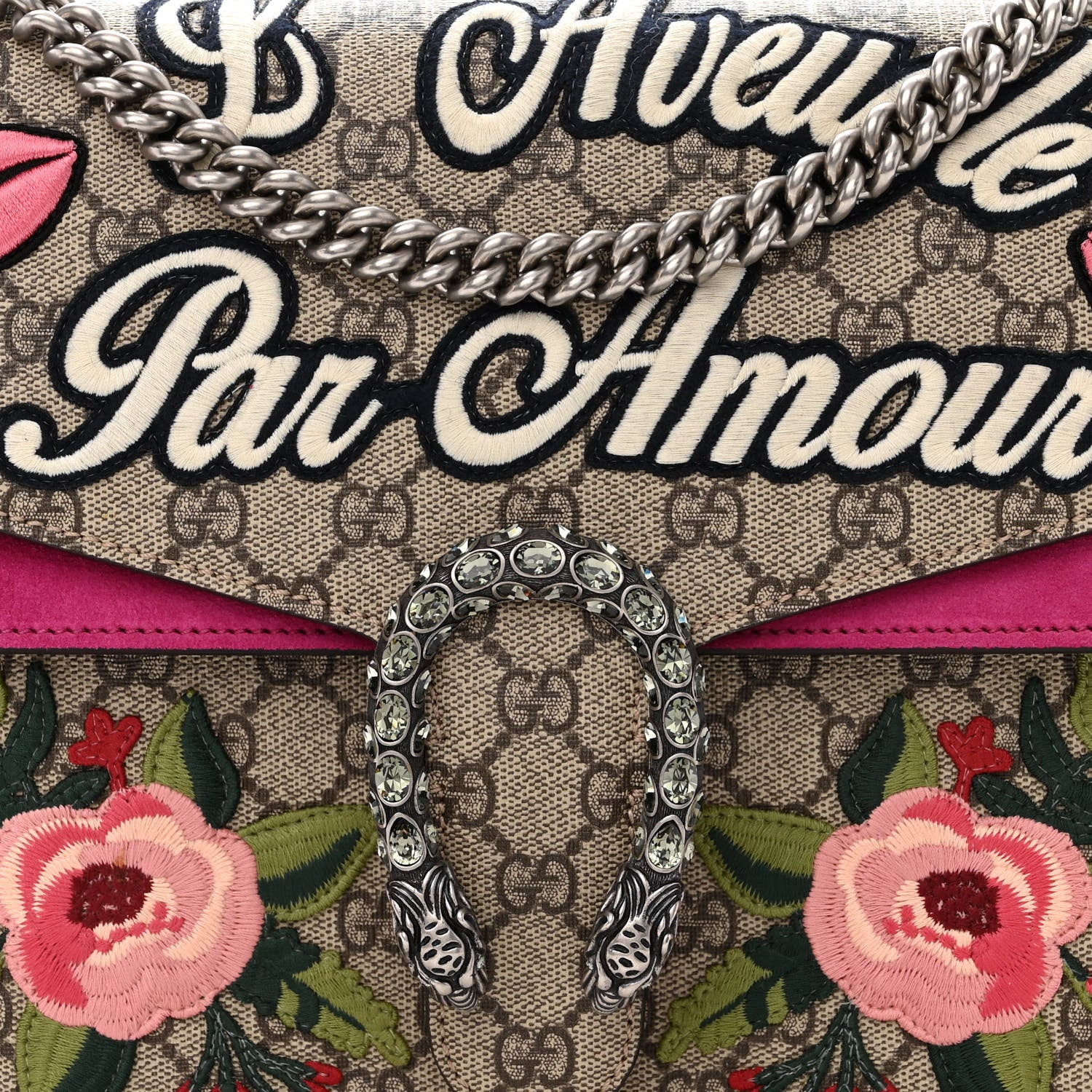Gucci GG Supreme Monogram L'Aveugle Par Amour Embroidered Medium Dionysus Shoulder Bag Multicolor 10 of 12