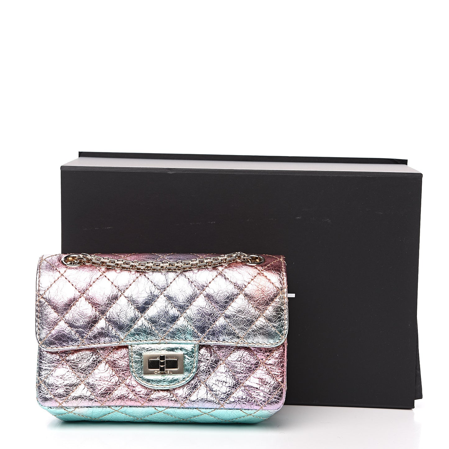 Metallic Goatskin Quilted Mini 2.55 Reissue Flap Multicolor
