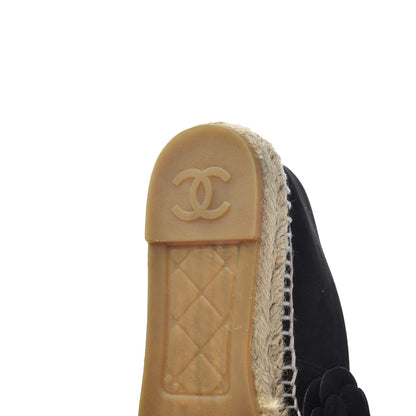 Chanel Suede Camellia CC Espadrilles 37 Black 18 of 26