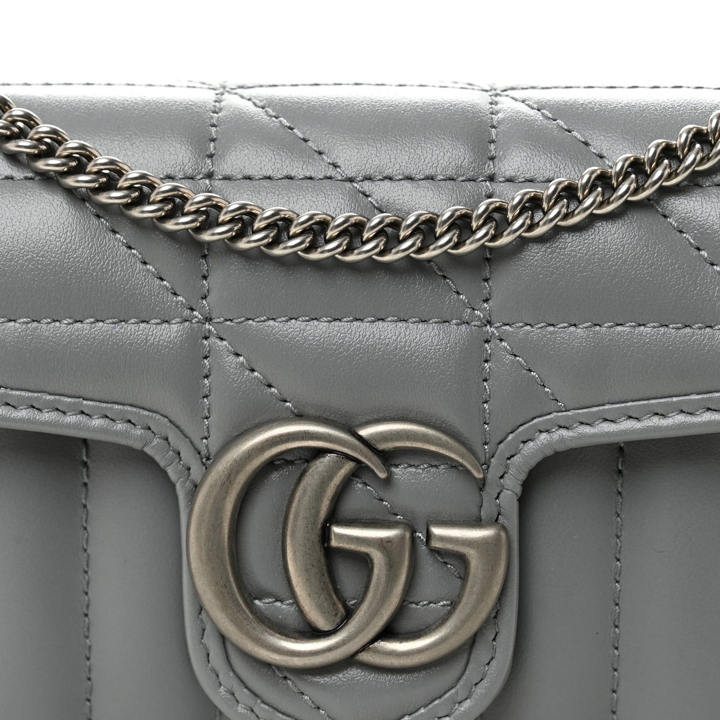 Calfskin Matelasse Aria Super Mini GG Marmont Shoulder Bag Deep Grey