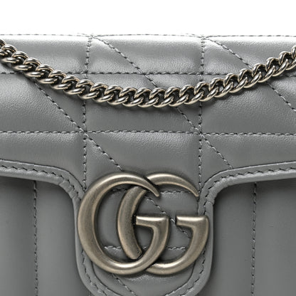 Gucci Calfskin Matelasse Aria Super Mini GG Marmont Shoulder Bag Deep Grey 8 of 11