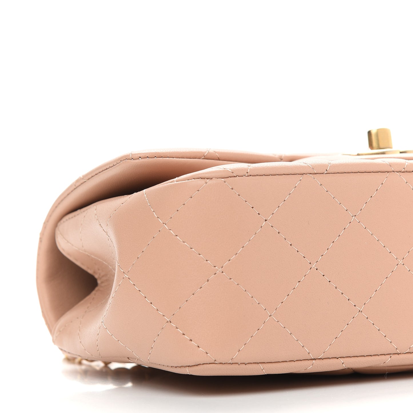 Lambskin Quilted Mini Top Handle Rectangular Flap Beige
