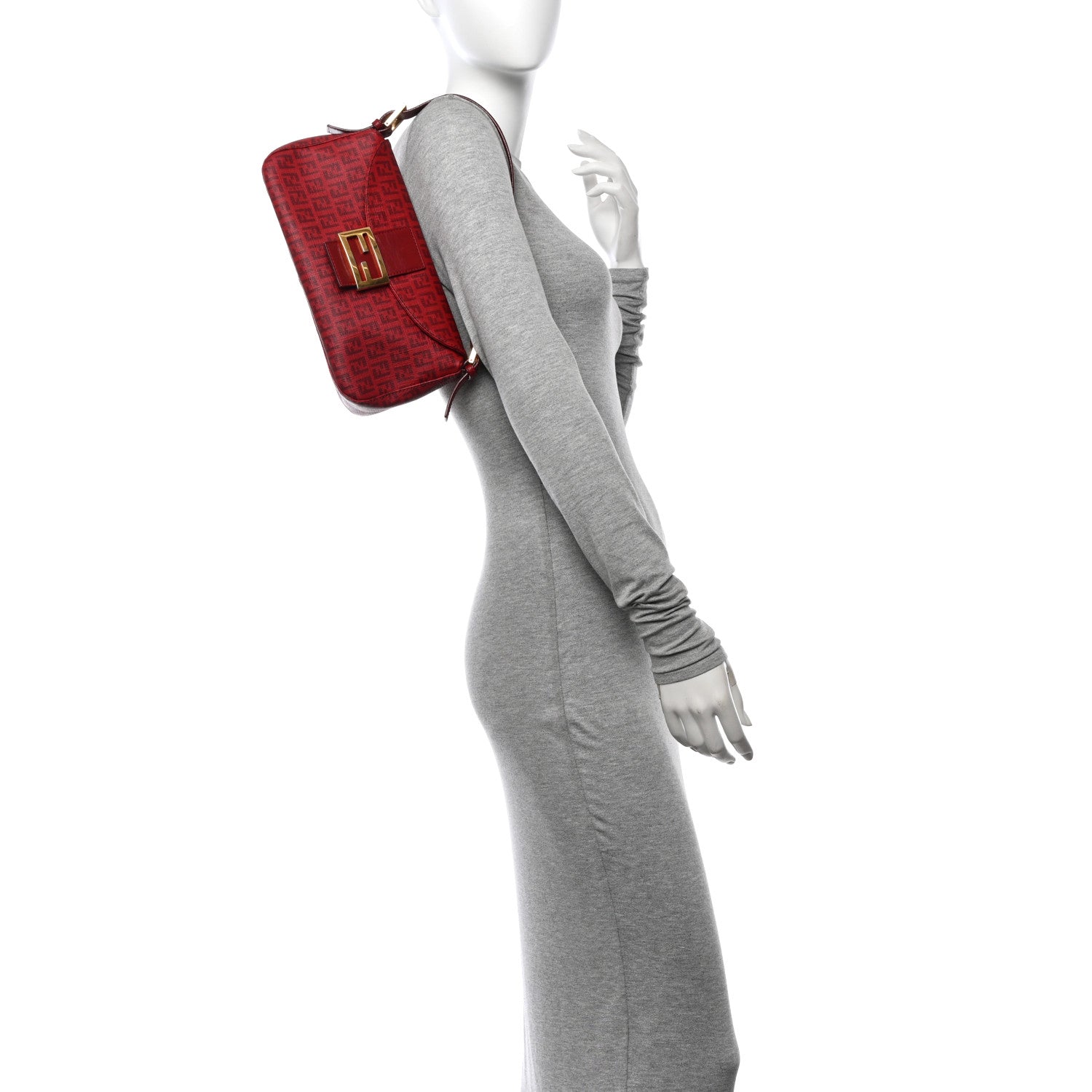 Fendi Zucchino Spalmati Vitello Forever Baguette Bordeaux Rubino 2 of 11