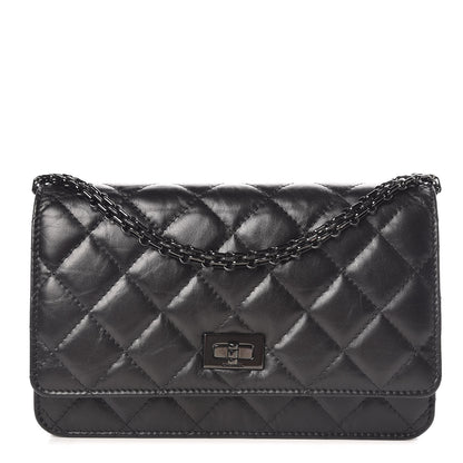 Chanel Aged Calfskin Quilted Reissue Wallet On Chain WOC So Black 1 of 10