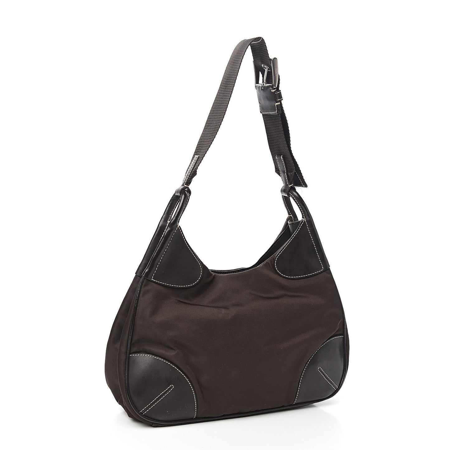 Tessuto Nylon Calfskin Hobo Moro