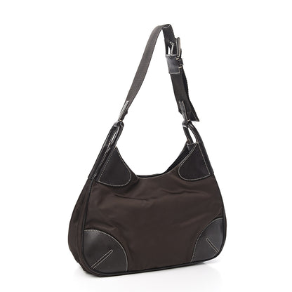 Prada Tessuto Nylon Calfskin Hobo Moro 2 of 9