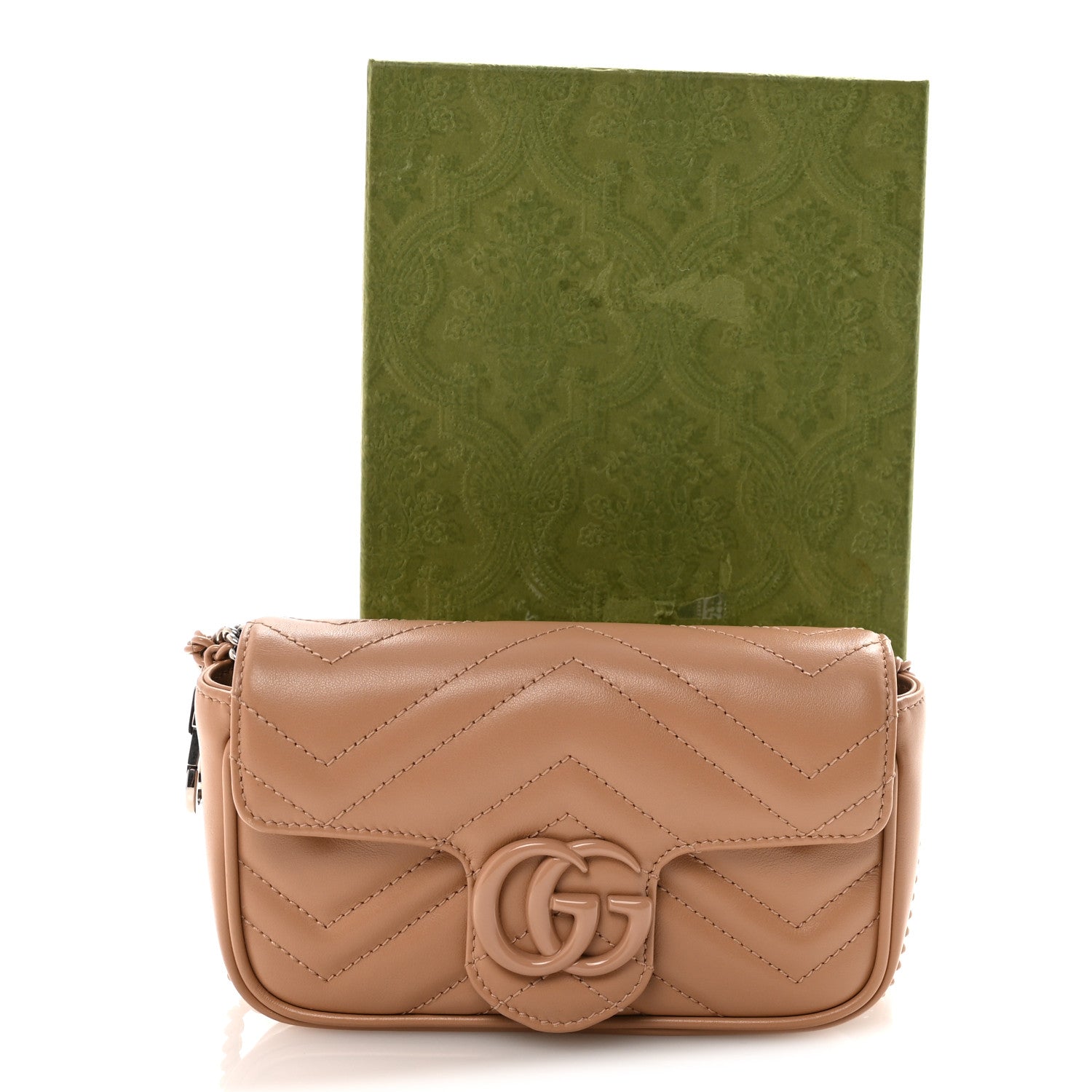 Gucci Calfskin Matelasse Monochrome Super Mini GG Marmont Shoulder Bag Camelia 10 of 10