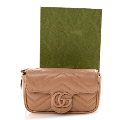 Gucci Calfskin Matelasse Monochrome Super Mini GG Marmont Shoulder Bag Camelia 10 of 10