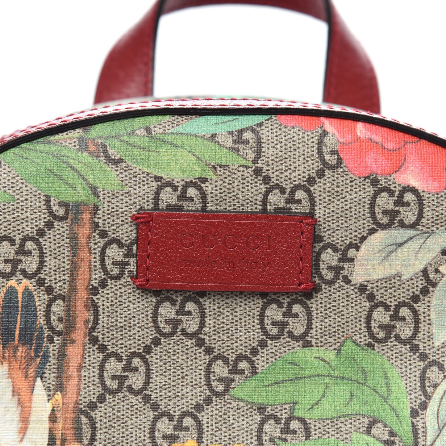GG Supreme Monogram Tian Web Small Day Backpack Beige Multicolor Red