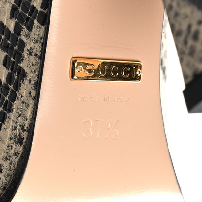Gucci Calfskin Snakeskin Print Horsebit Platform 35/120mm Slingback Pumps 37.5 Beige Avana 6 of 9