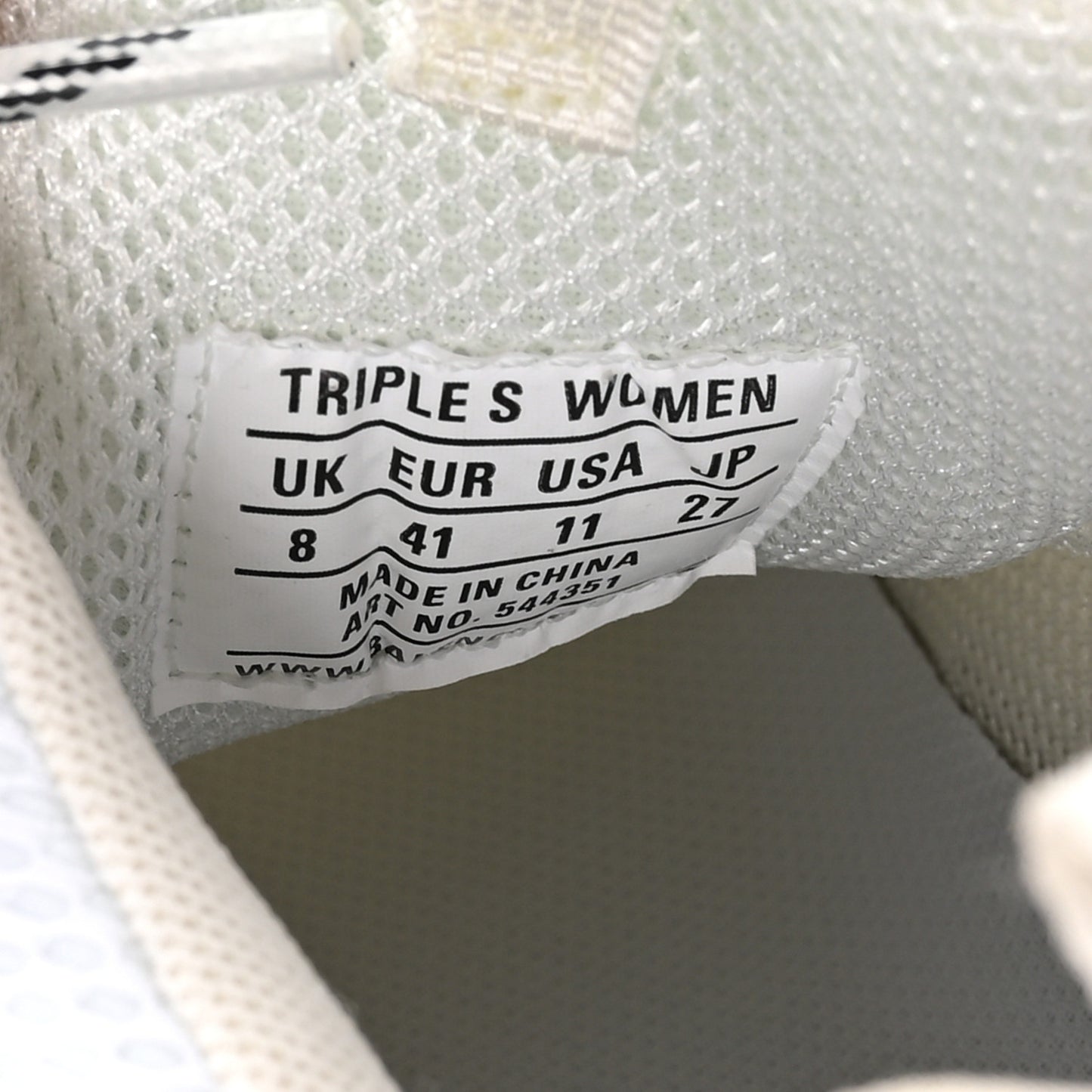 Fabric Mesh Clear Sole Womens Triple S Sneakers 41 White