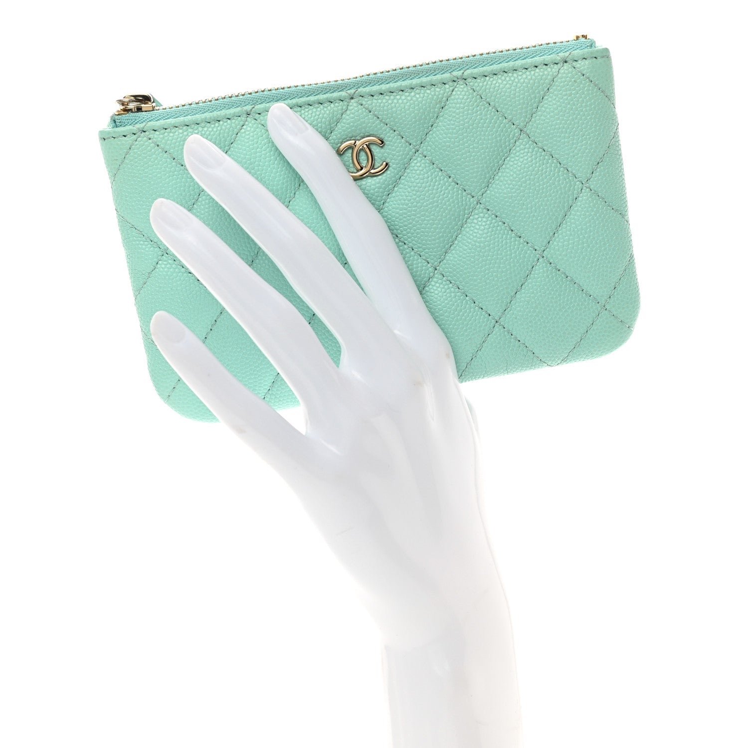 Chanel Caviar Quilted Small Cosmetic Case Light Blue 2 of 8