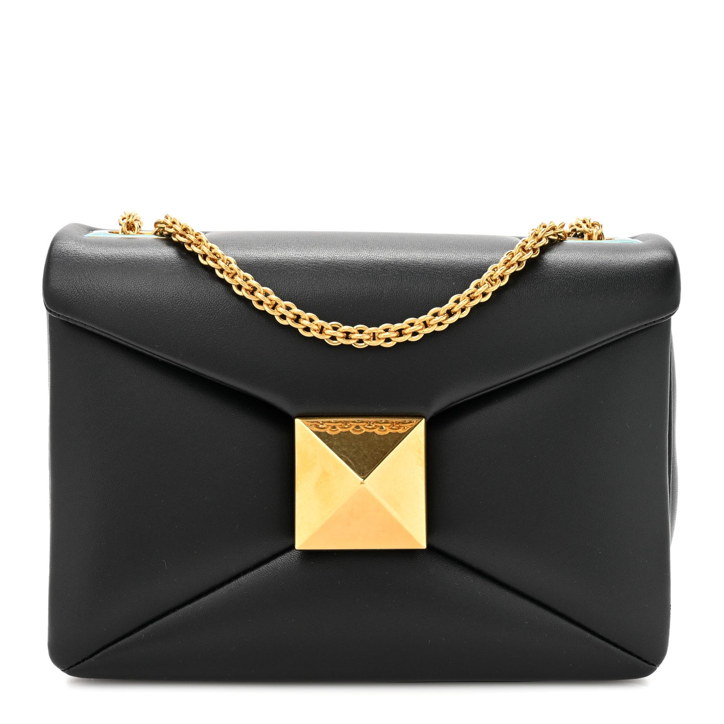 Nappa One Stud Chain Clutch Black