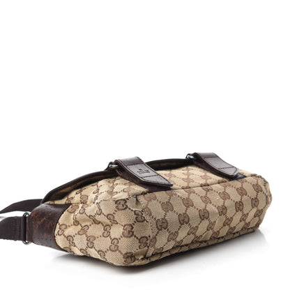 Gucci Monogram Small Double Buckle Flap Messenger Bag Beige Dark Brown 4 of 13
