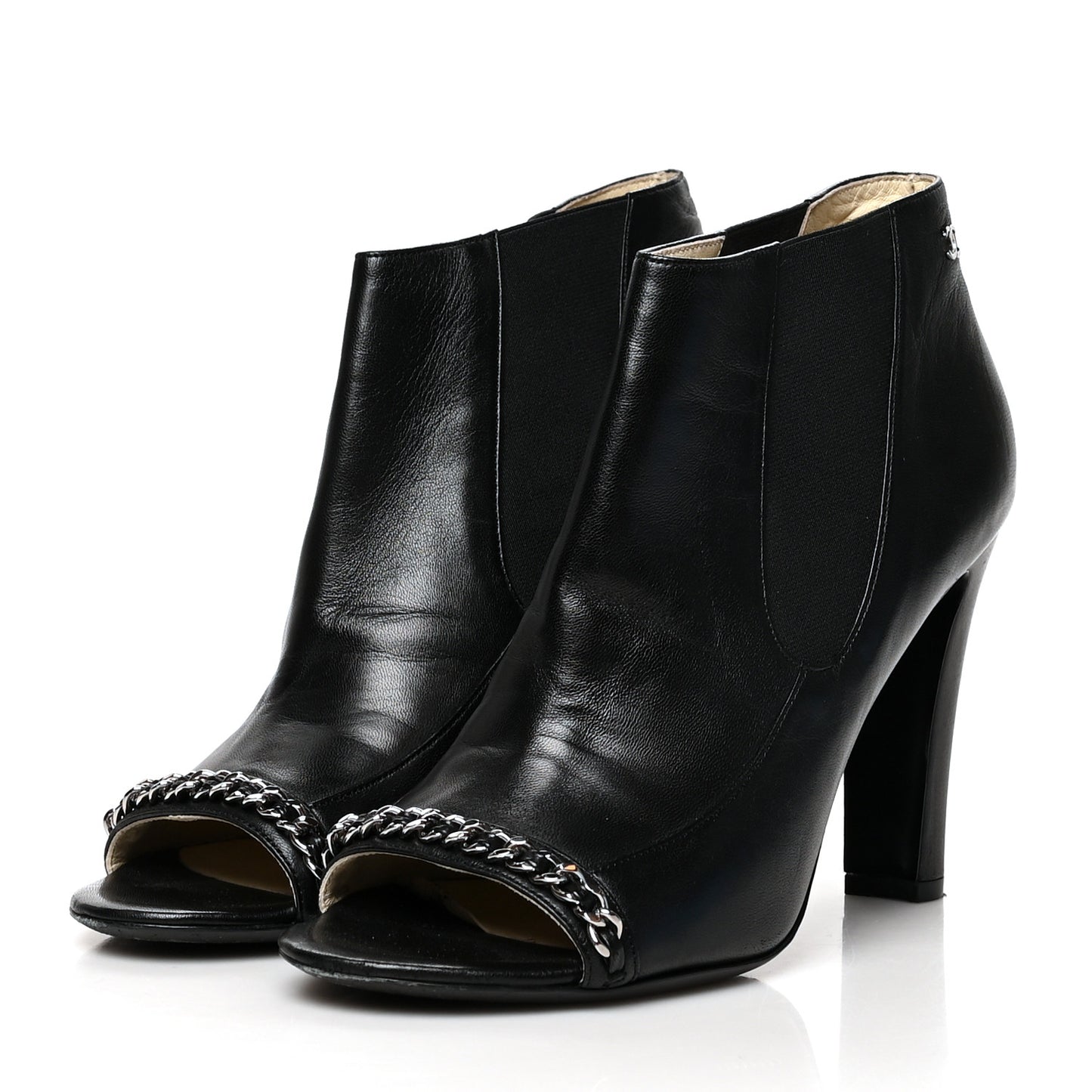 Lambskin Chain Ankle Boots 40 Black