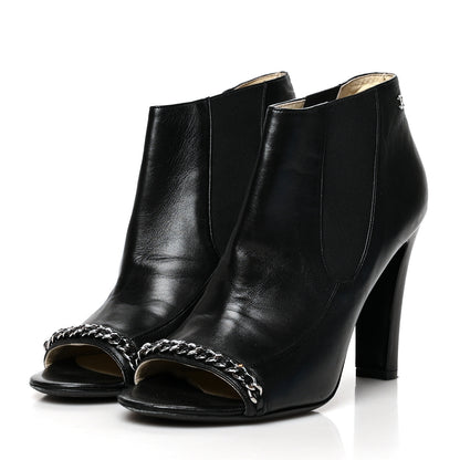 Chanel Lambskin Chain Ankle Boots 40 Black 3 of 10