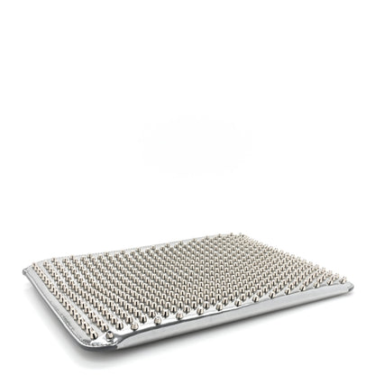Christian Louboutin Metallic Calfskin Quadro Spikes Loubiclutch Silver 4 of 12