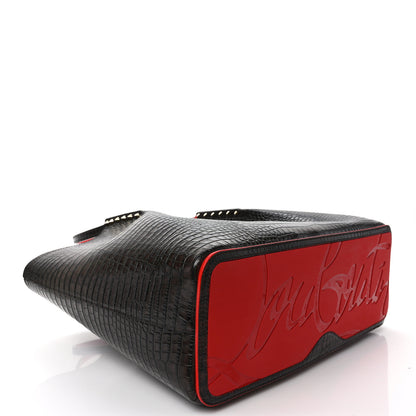 Christian Louboutin Calfskin Crocodile Embossed Spikes Large Cabarock Espresso 4 of 8