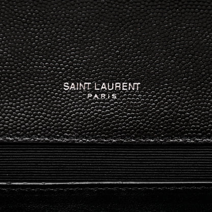 Saint Laurent Grain De Poudre Textured Mixed Matelasse Triquilt Medium Monogram Satchel Black 6 of 10