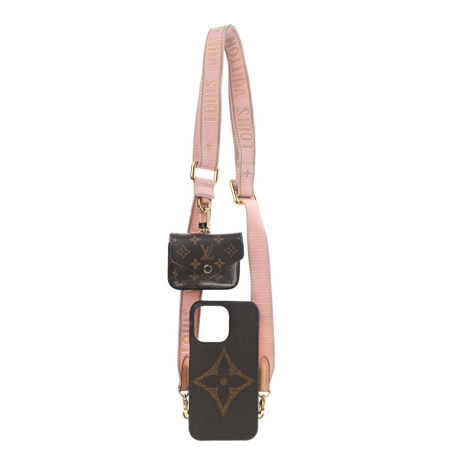 Louis Vuitton Monogram Bumper On Strap iPhone 13 Shoulder Strap Creme Pink 1 of 7