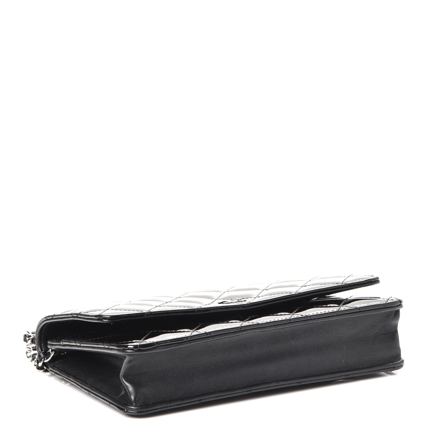 Chanel Patent Quilted Wallet On Chain WOC Black 4 of 10