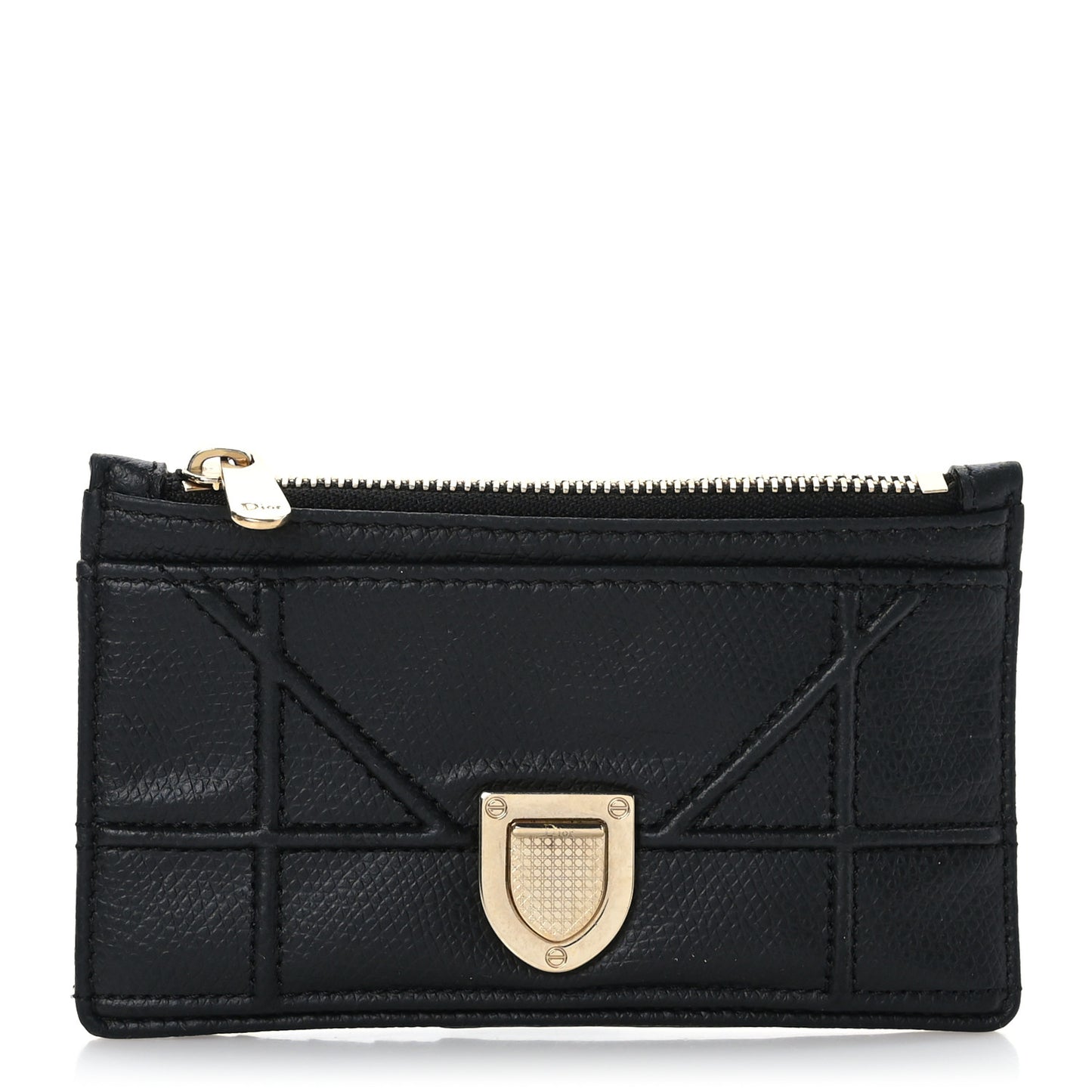 Grained Calfskin Cannage Diorama Wallet Black