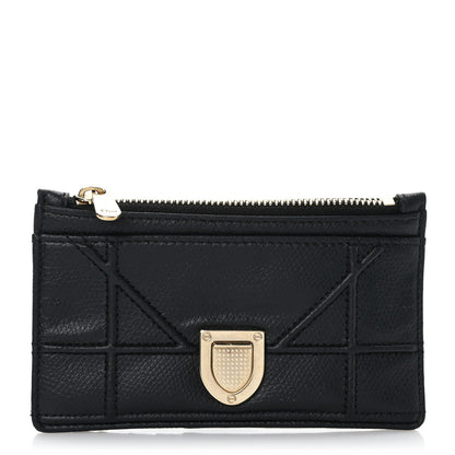 Christian Dior Grained Calfskin Cannage Diorama Wallet Black 1 of 6