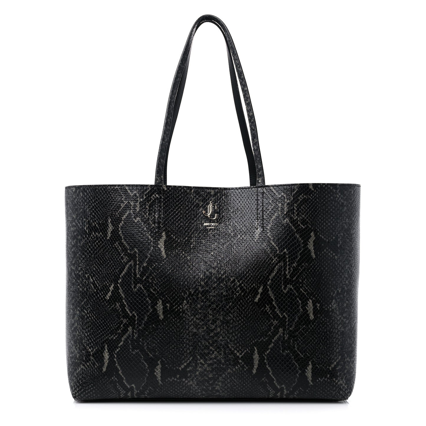 Snakeskin Embossed Calfskin JC Tote Anthracite