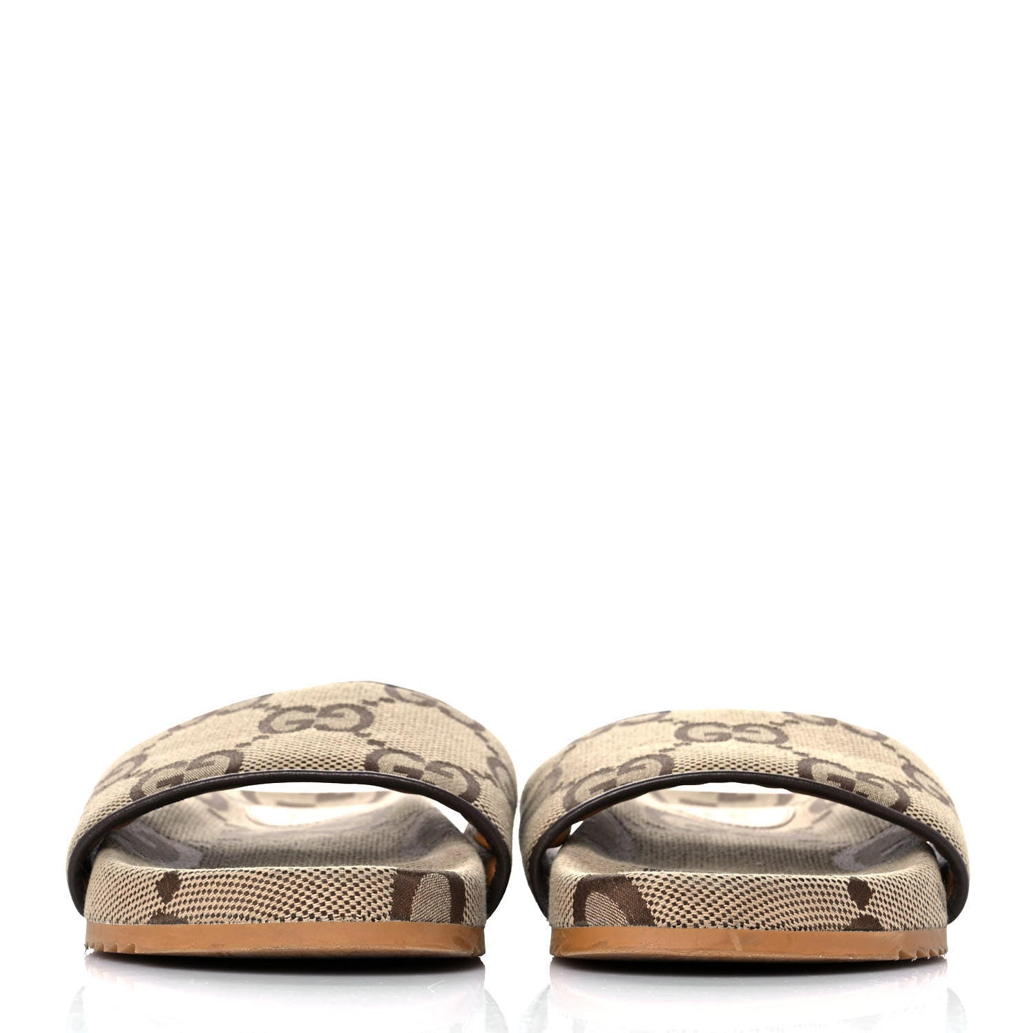 Gucci Monogram Jumbo GG Mens Slide Sandals 9 Camel Ebony 2 of 15