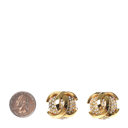 Chanel Crystal CC Clip On Earrings Gold 2 of 4