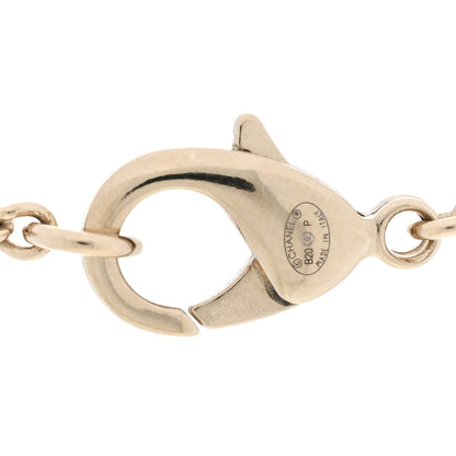 Chanel Metal Crystal Dog Tag Charm Necklace Gold 6 of 6