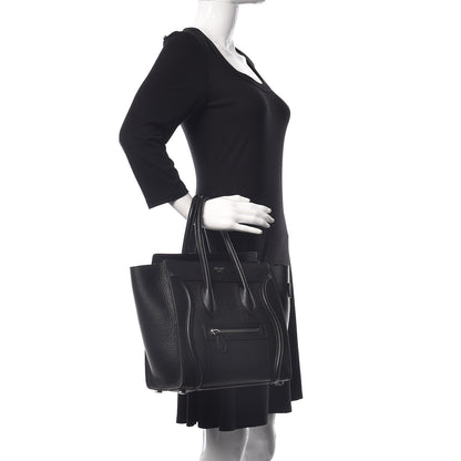 Celine Drummed Calfskin Micro Luggage Black 2 of 9