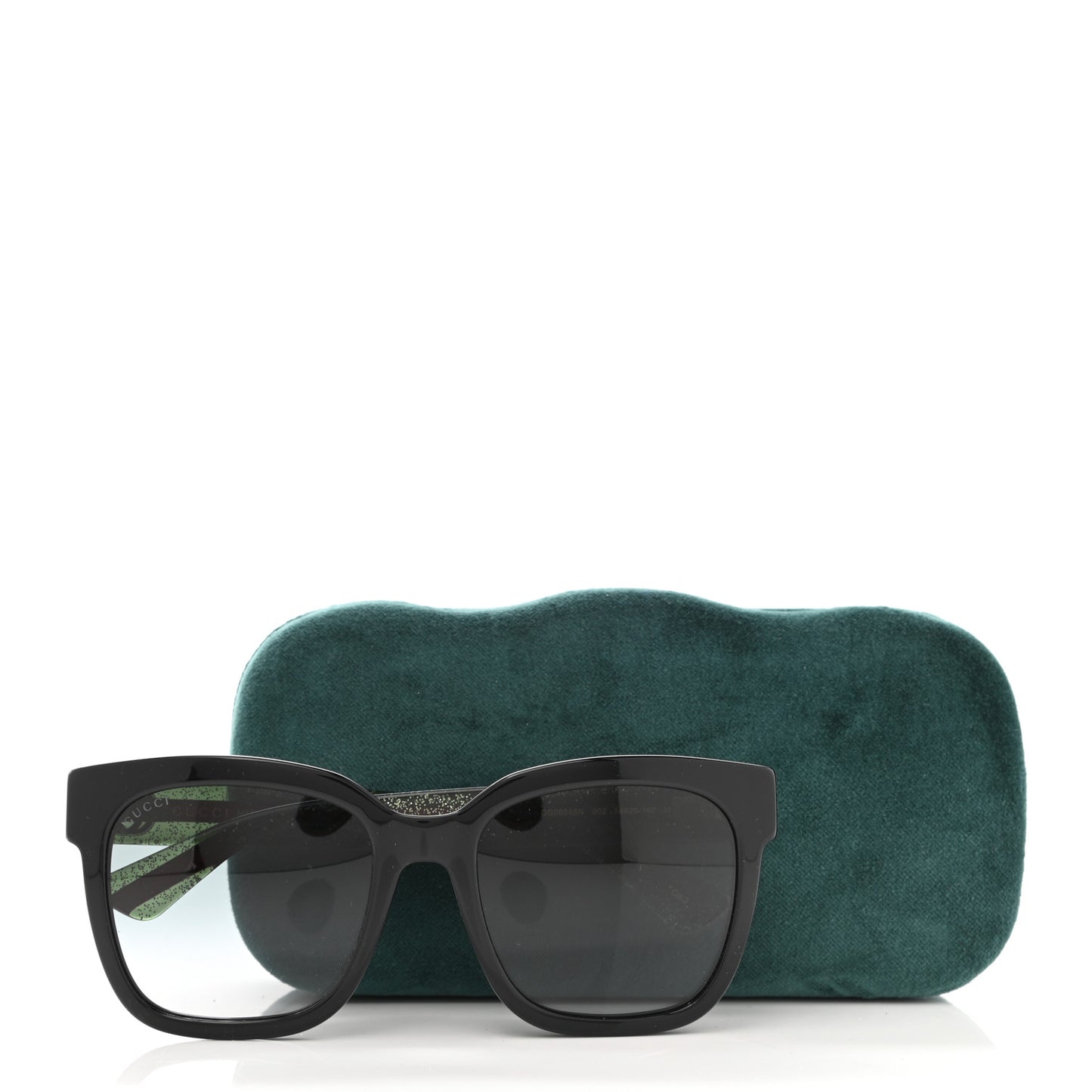 Acetate Square Frame Web Glitter Sunglasses GG0034S Black Green