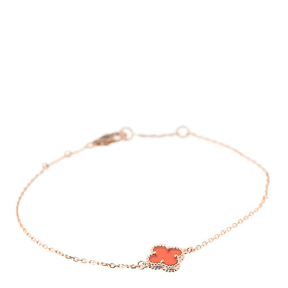 Van Cleef & Arpels 18K Rose Gold Carnelian Sweet Alhambra Bracelet 1 of 7
