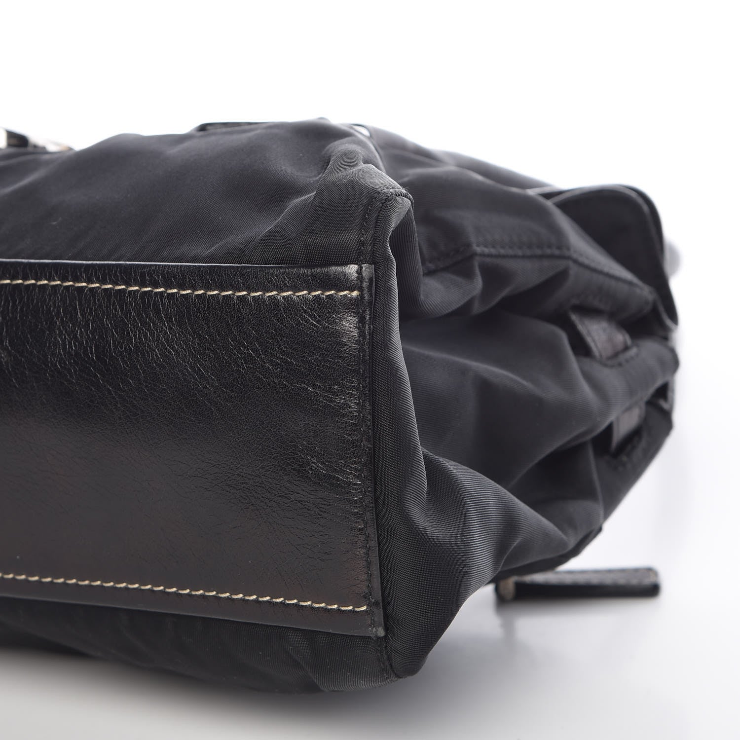 Prada Tessuto Nylon Vitello Foldover Pushlock Satchel Black 10 of 10