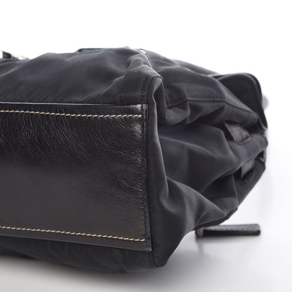 Prada Tessuto Nylon Vitello Foldover Pushlock Satchel Black 10 of 10