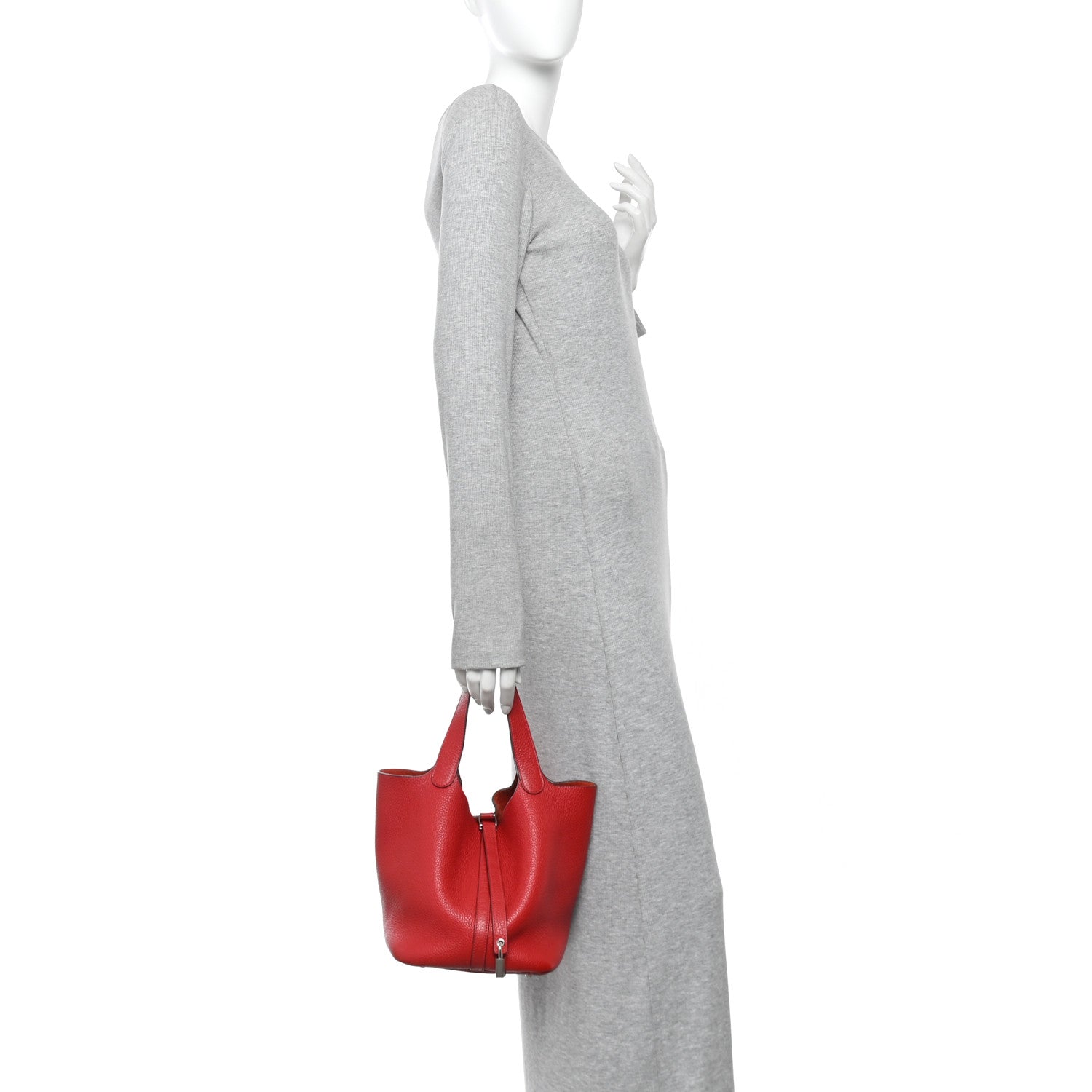 Hermes Taurillon Clemence Picotin Lock 22 MM Rouge Casaque 2 of 11
