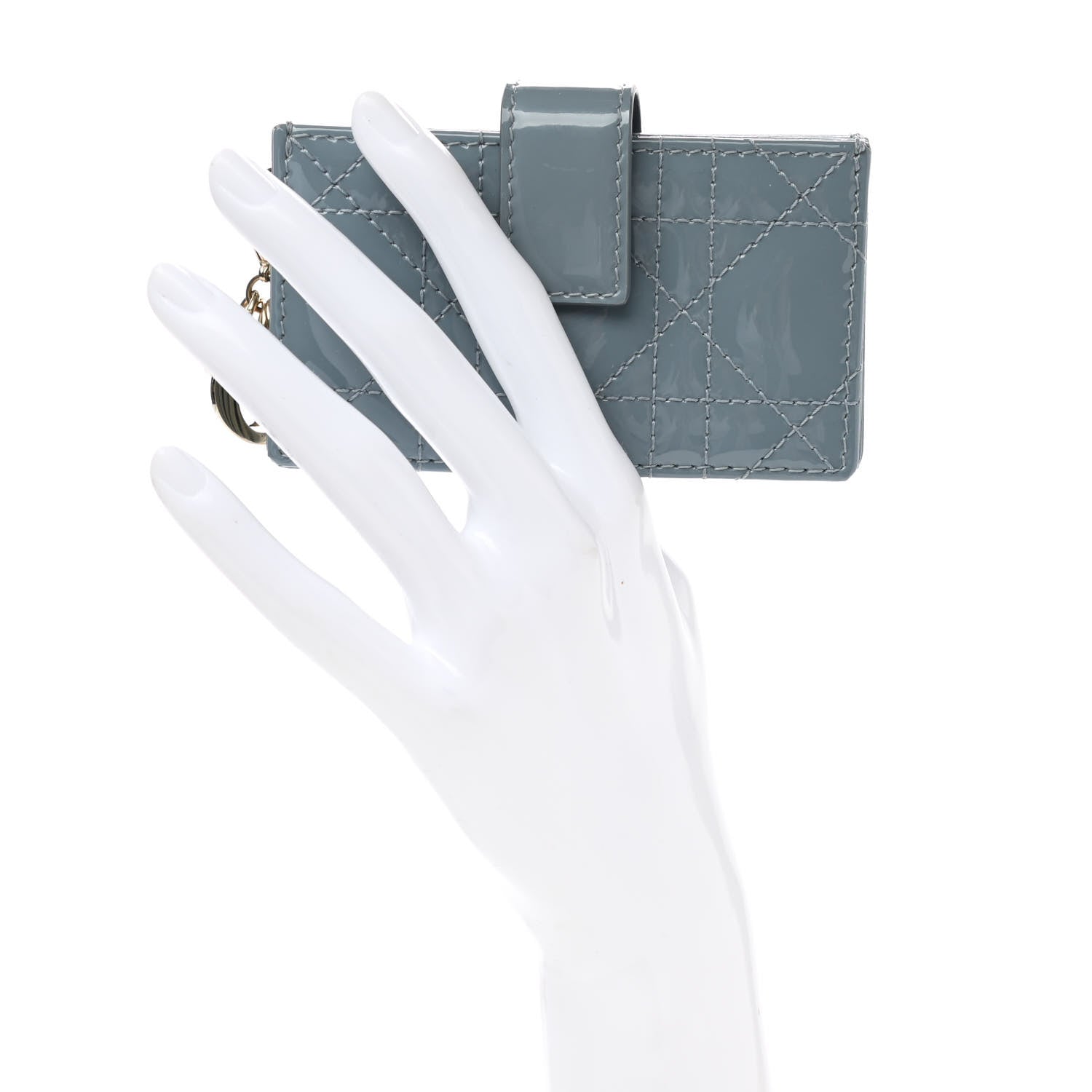 Christian Dior Patent Cannage Lady Dior 5 Gusset Card Holder Cloud Blue 2 of 7