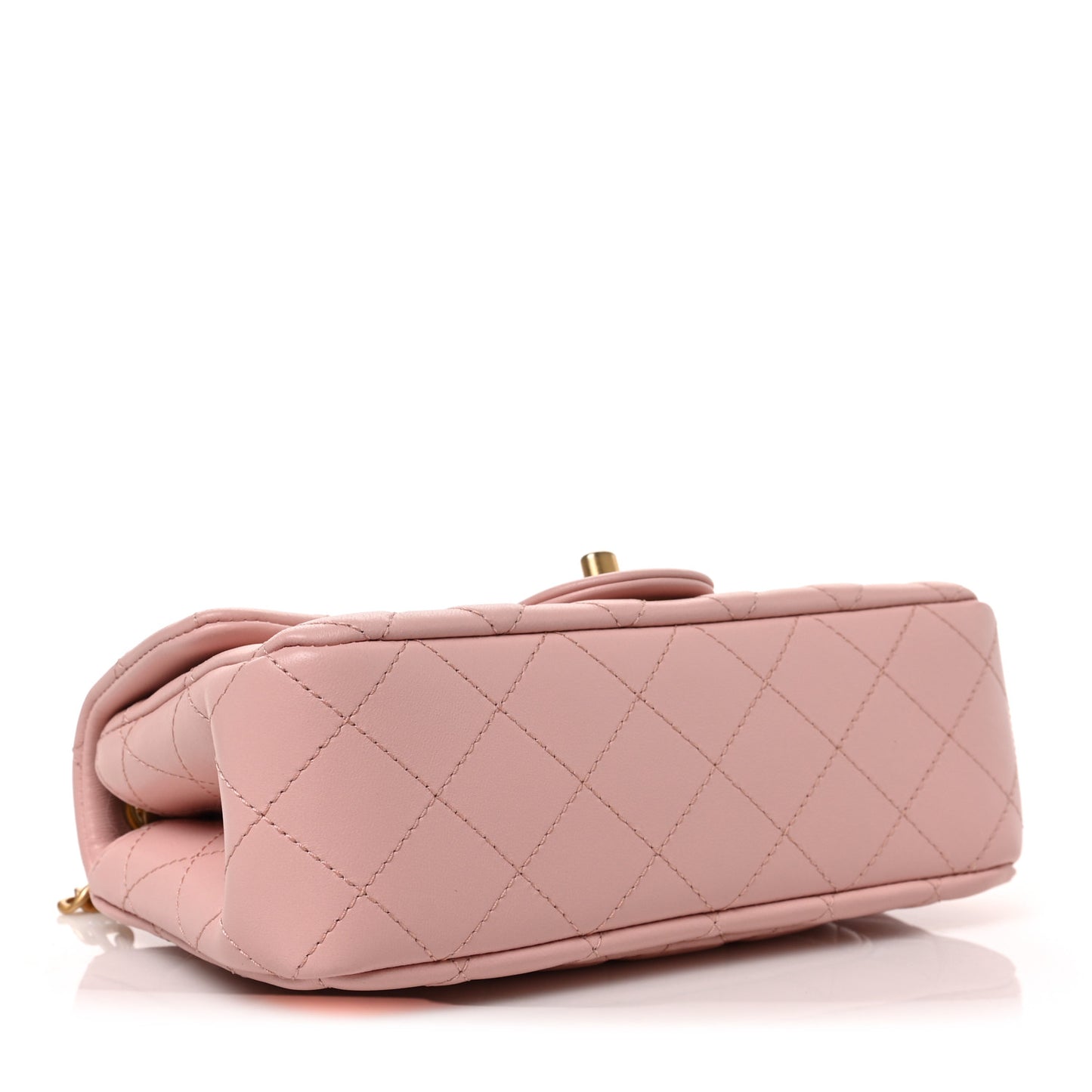 Lambskin Quilted Mini Rectangular Sweet Camellia Flap Light Pink