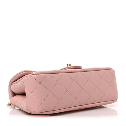 Chanel Lambskin Quilted Mini Rectangular Sweet Camellia Flap Light Pink 4 of 9